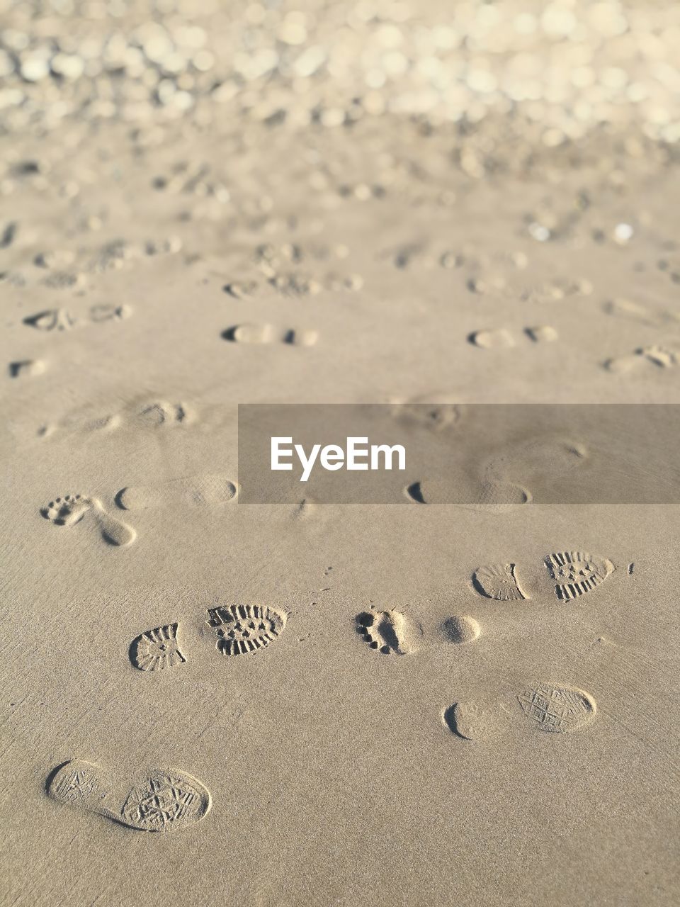 High angle view of sand on beach