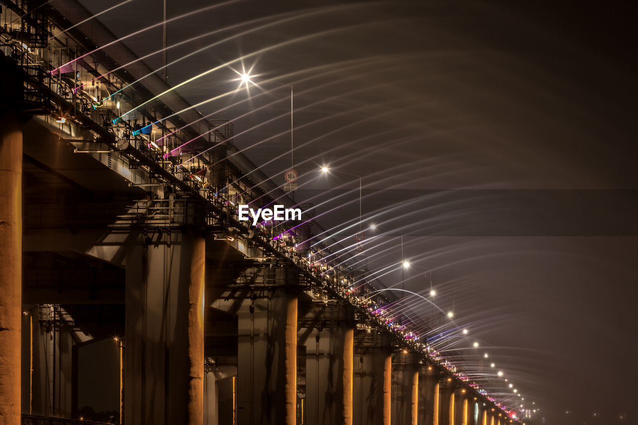 Banpo bridge over han river against sky in city at night