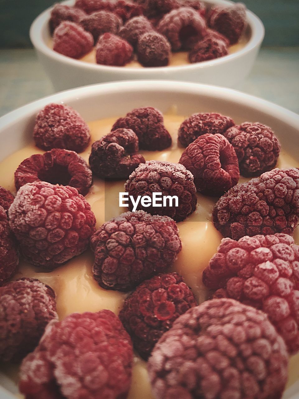 Close-up of raspberries in bowl