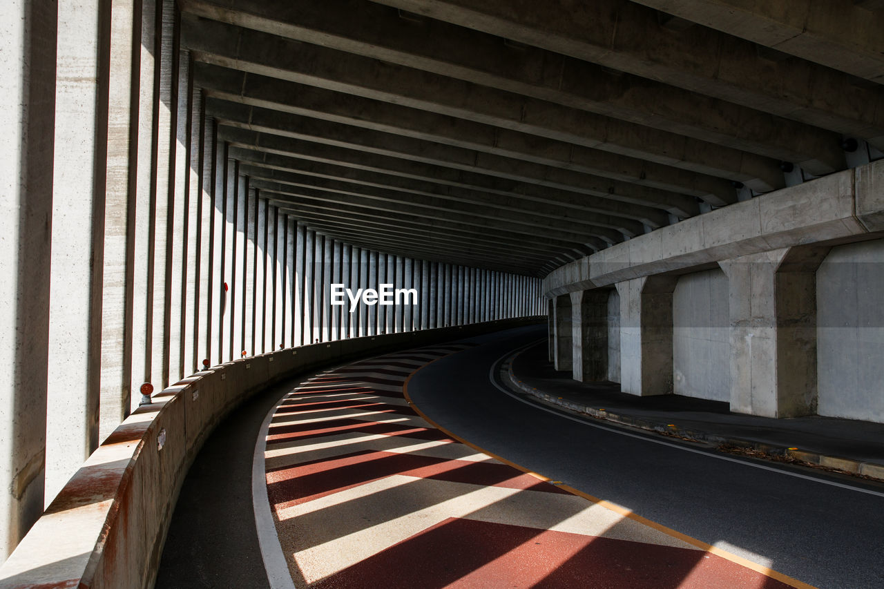 View of empty road in tunnel