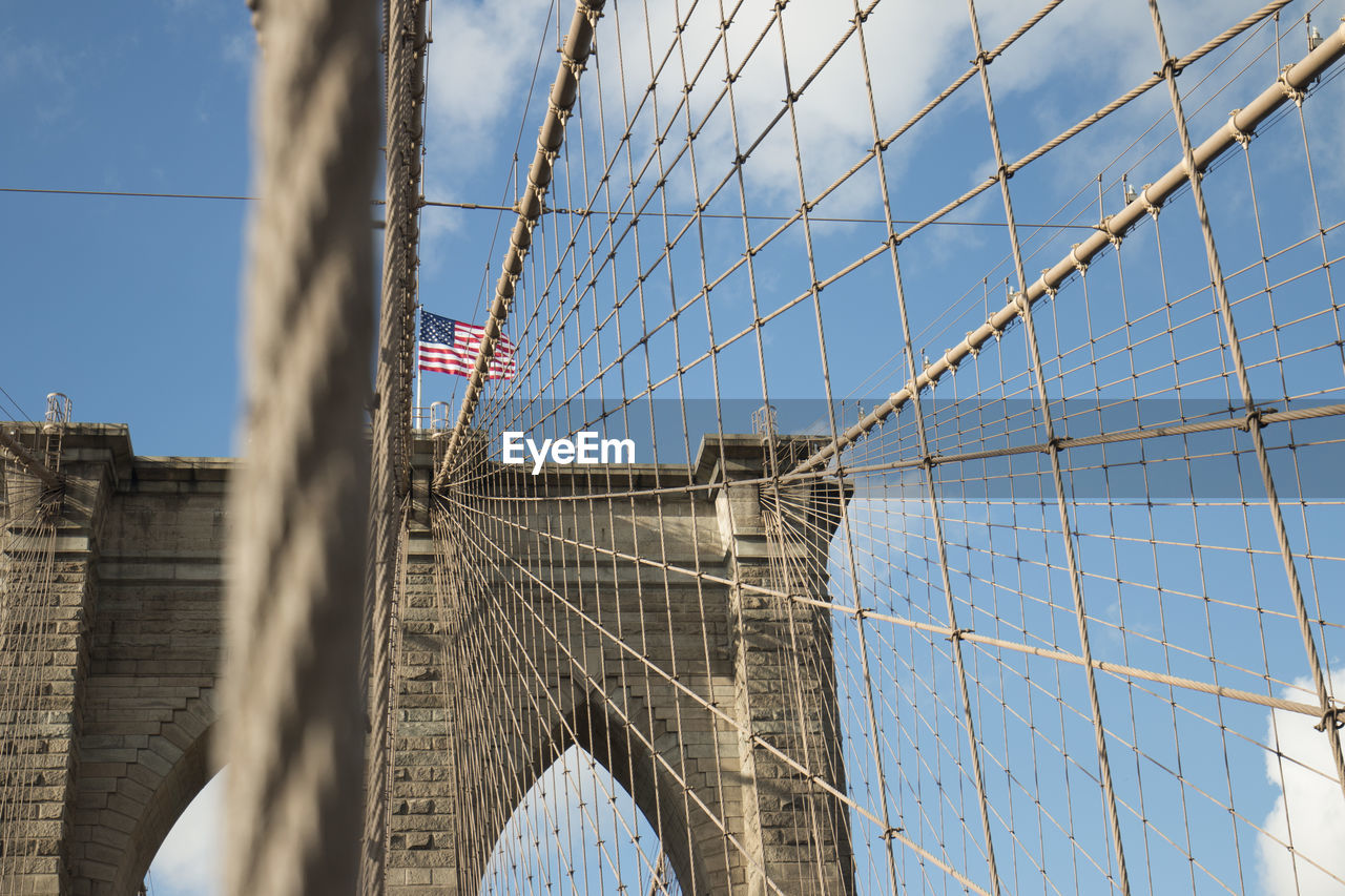 Low angle view of suspension bridge