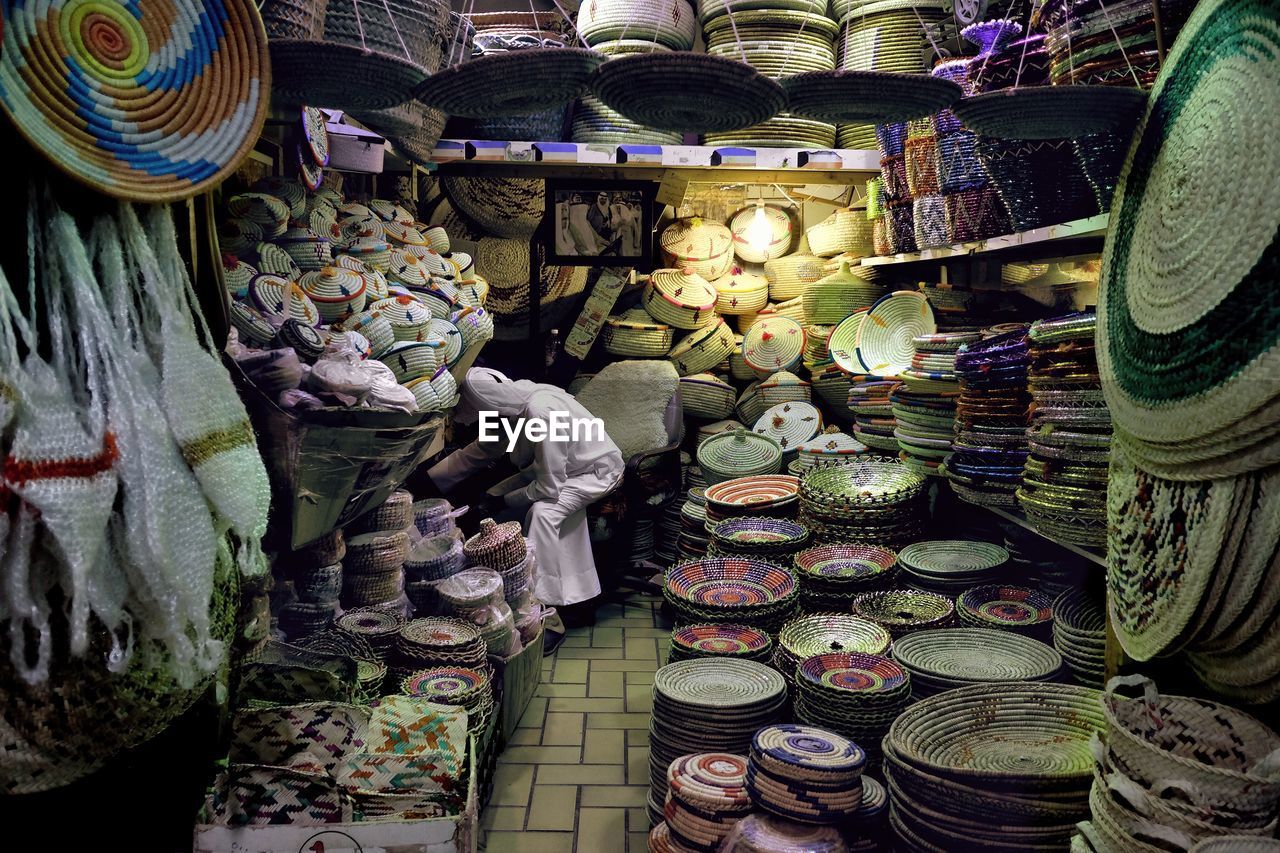 Interior of small shop with wicker baskets