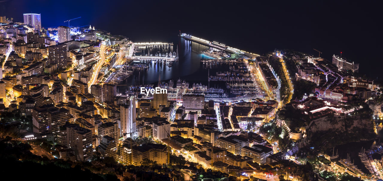 Aerial view of monaco at night