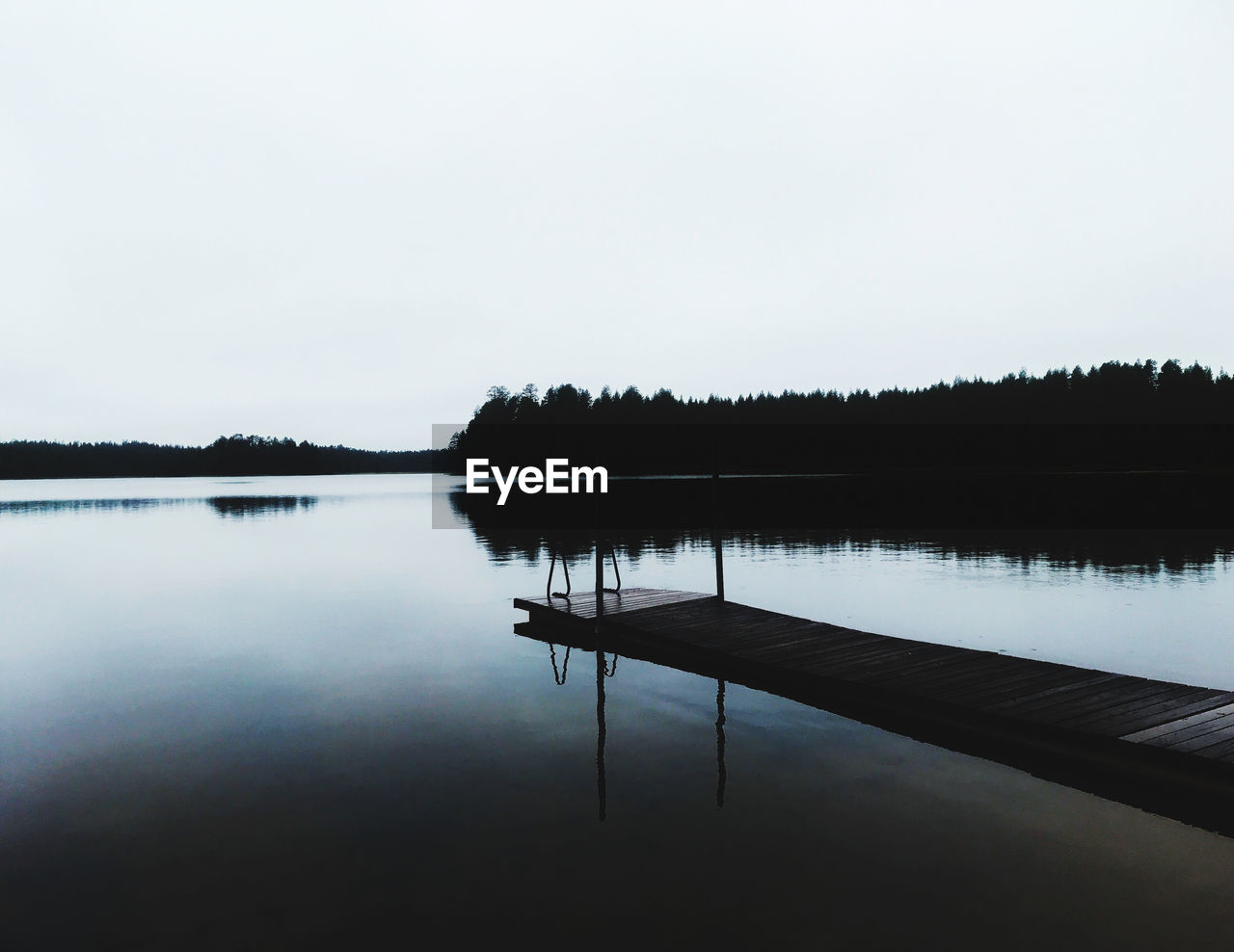 Scenic view of lake against clear sky