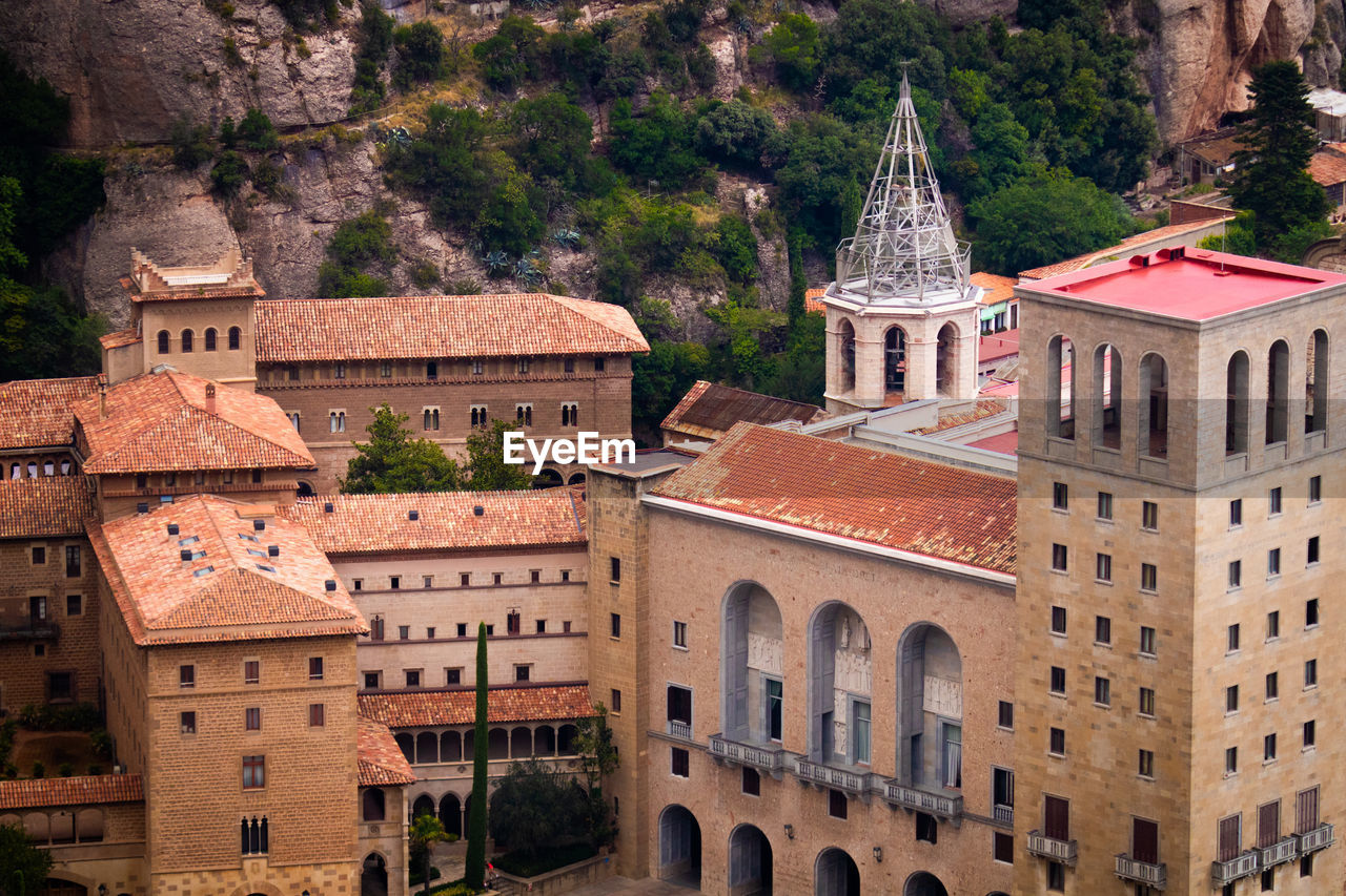 High angle view of buildings in city