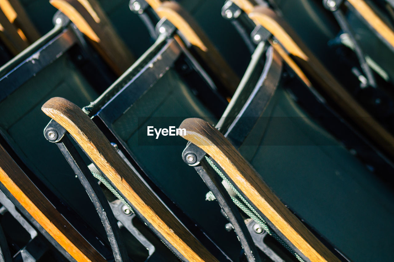 Close-up of wooden chairs