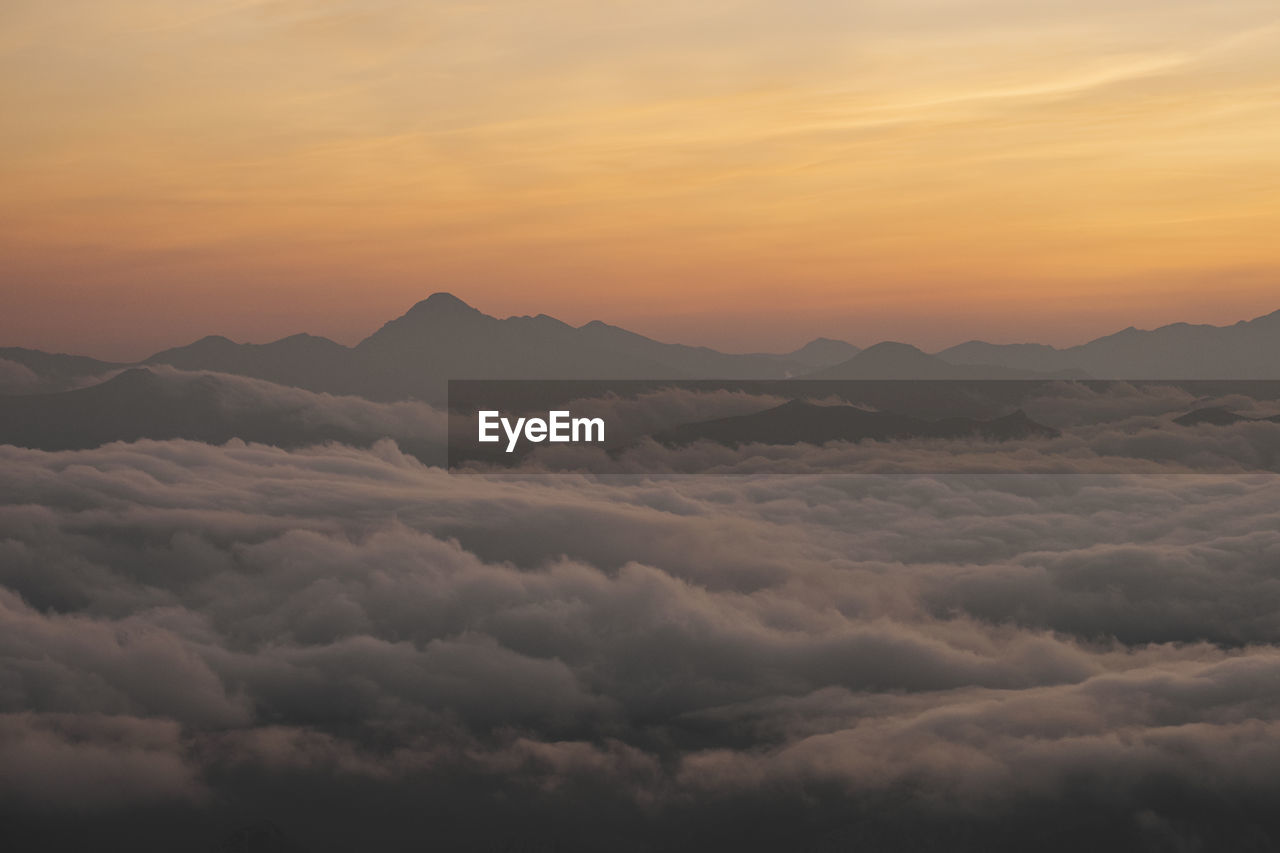 Mountain layers across the plateau in continental spain at cloudy sun