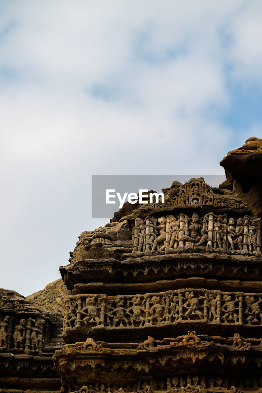 Low angle view of old building against sky