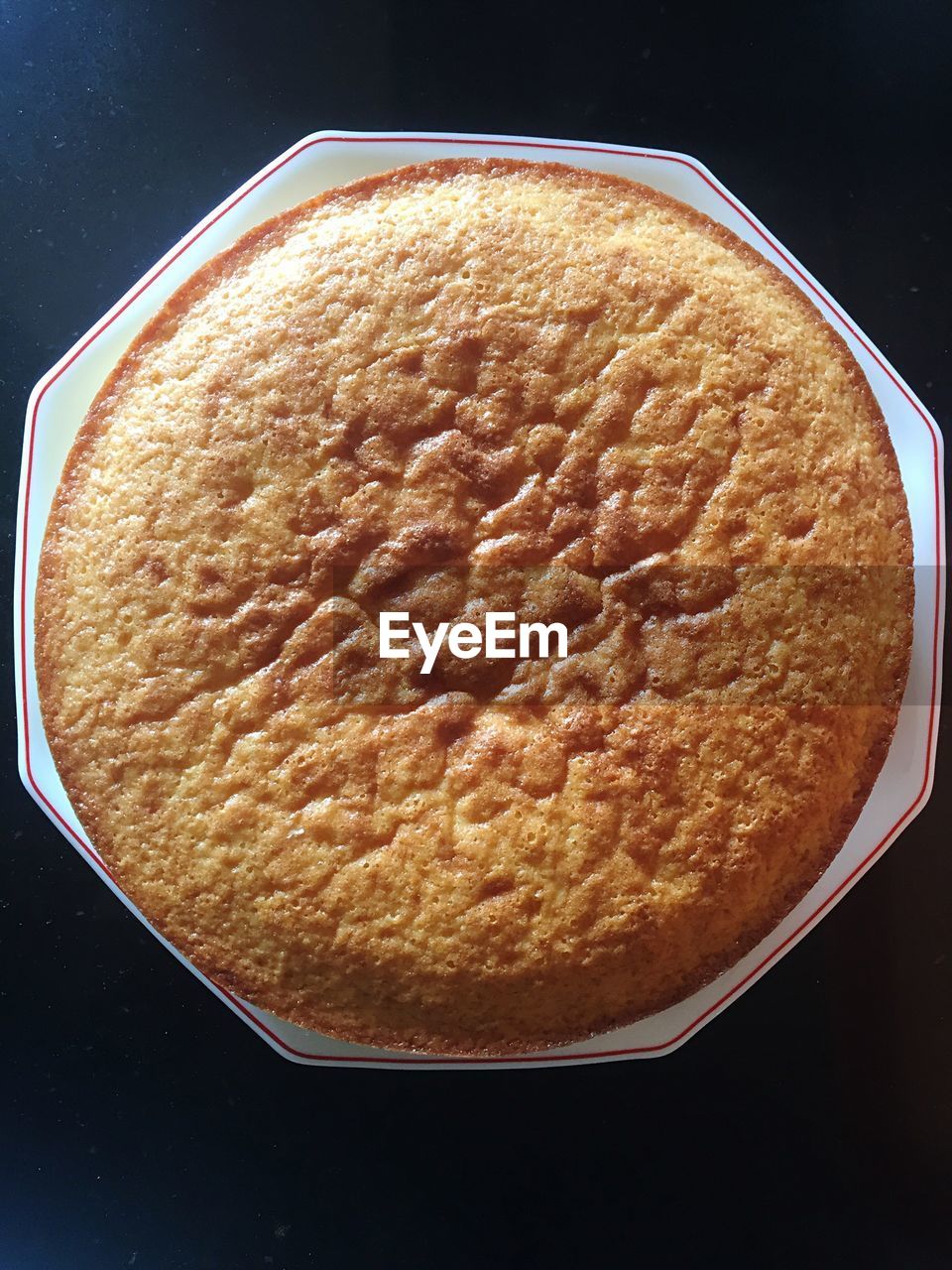 High angle view of sponge cake in bowl