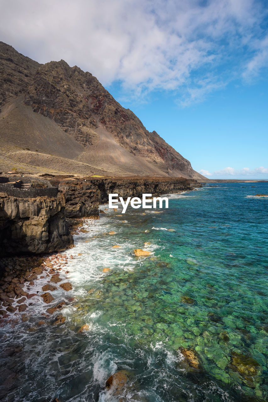 SCENIC VIEW OF SEA AND MOUNTAINS AGAINST SKY