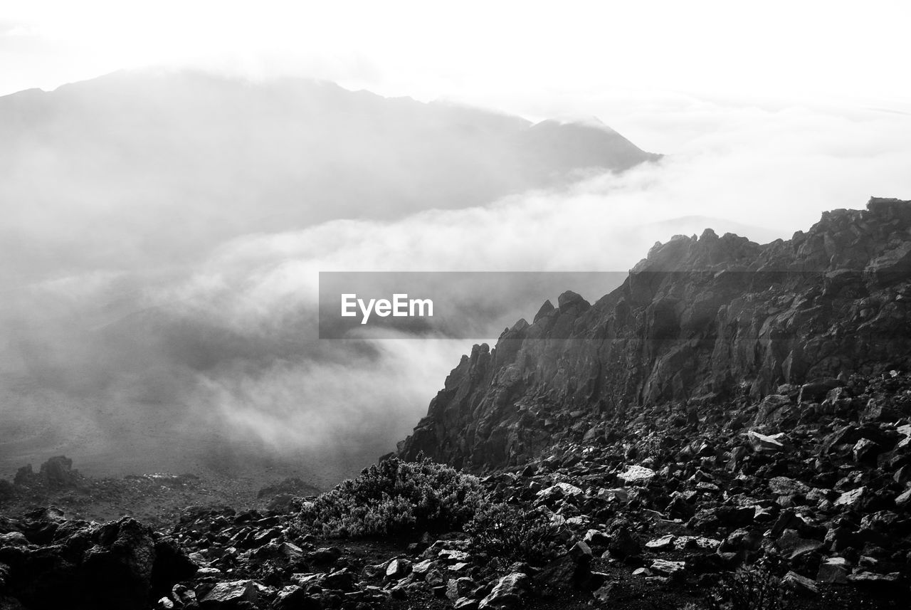 Haleakala crater during foggy weather