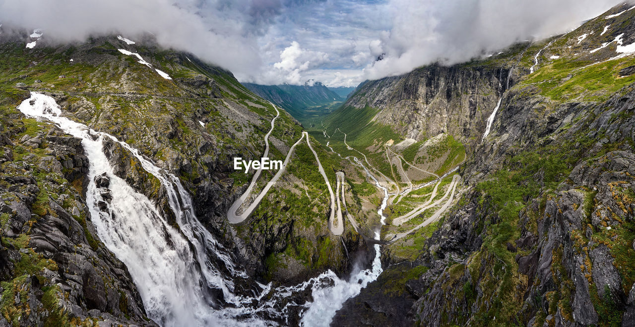 Trollstigen mountain road and Øvstestølbrua, rauma, møre og romsdal, norway.