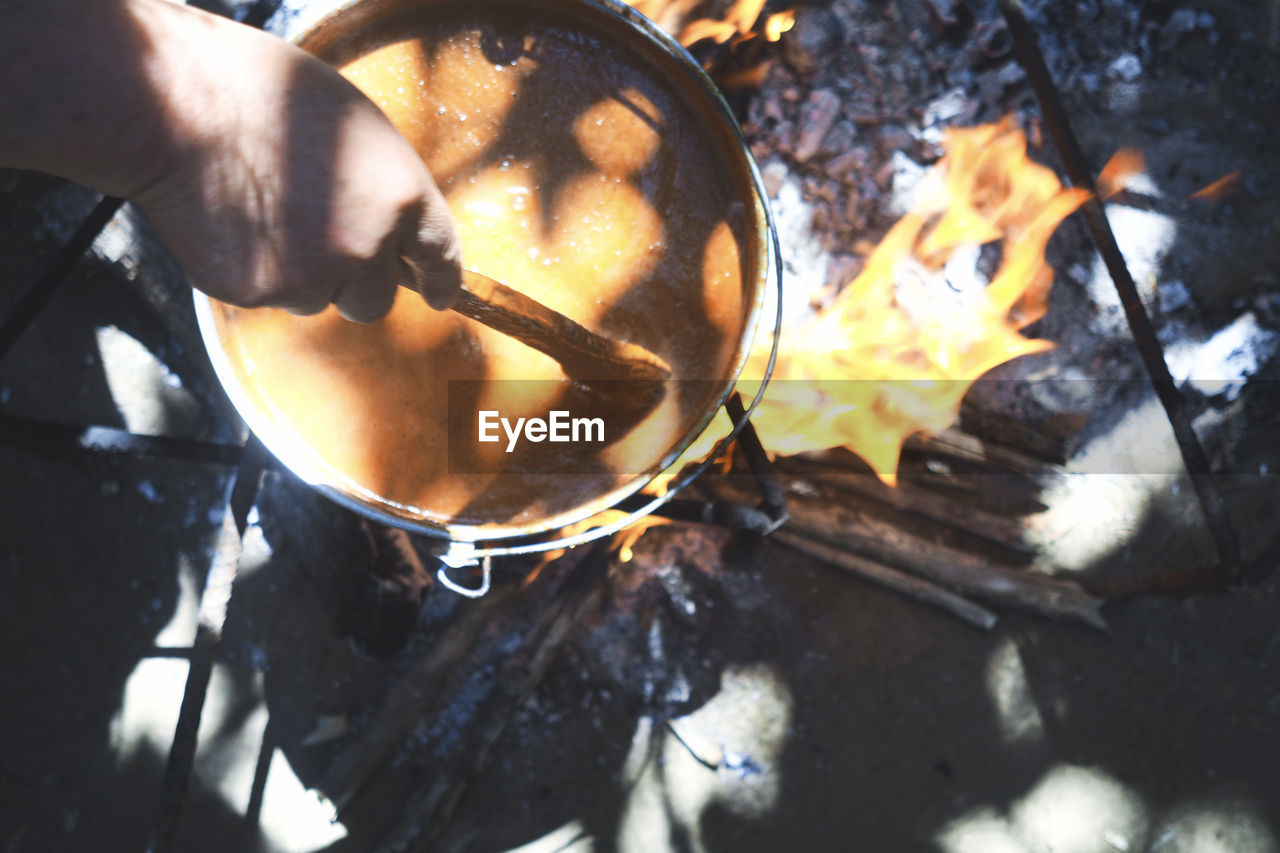 Close-up of person preparing food