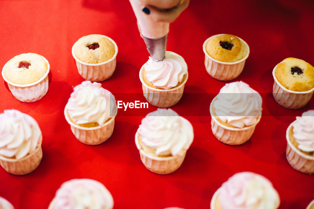 Close-up of cupcakes on table