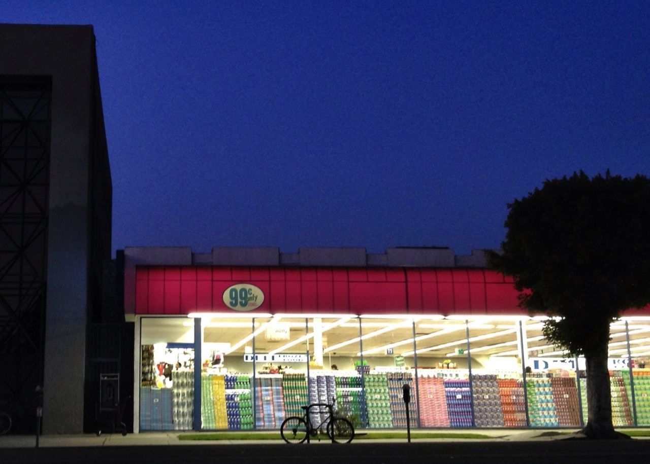 Exterior of 99 cents only stores at dusk