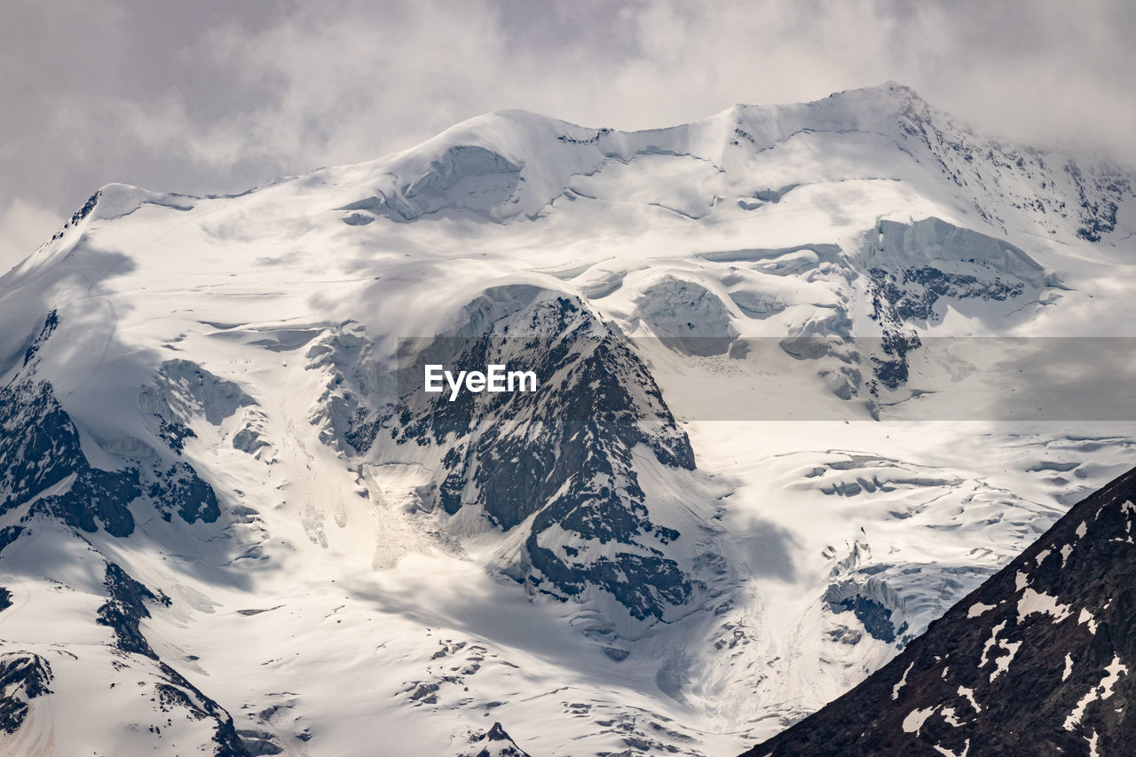 Scenic view of snow covered mountain against sky