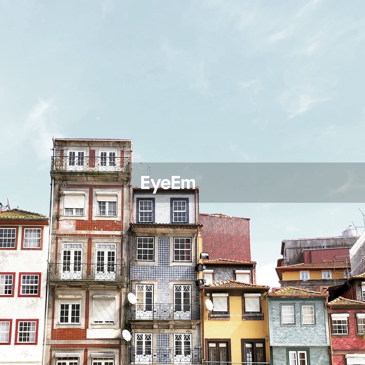 Low angle view of residential buildings against sky