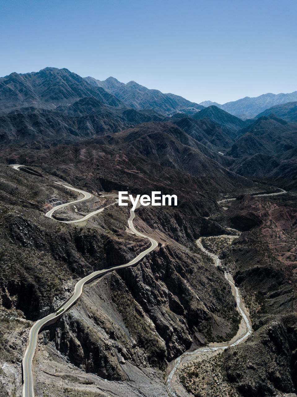 High angle view of road on mountains against sky