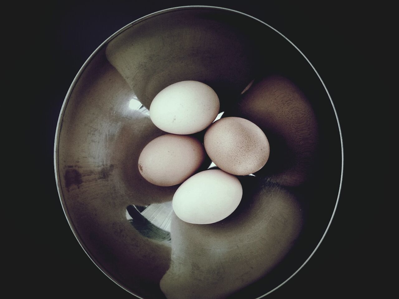 Directly above shot of eggs in bowl
