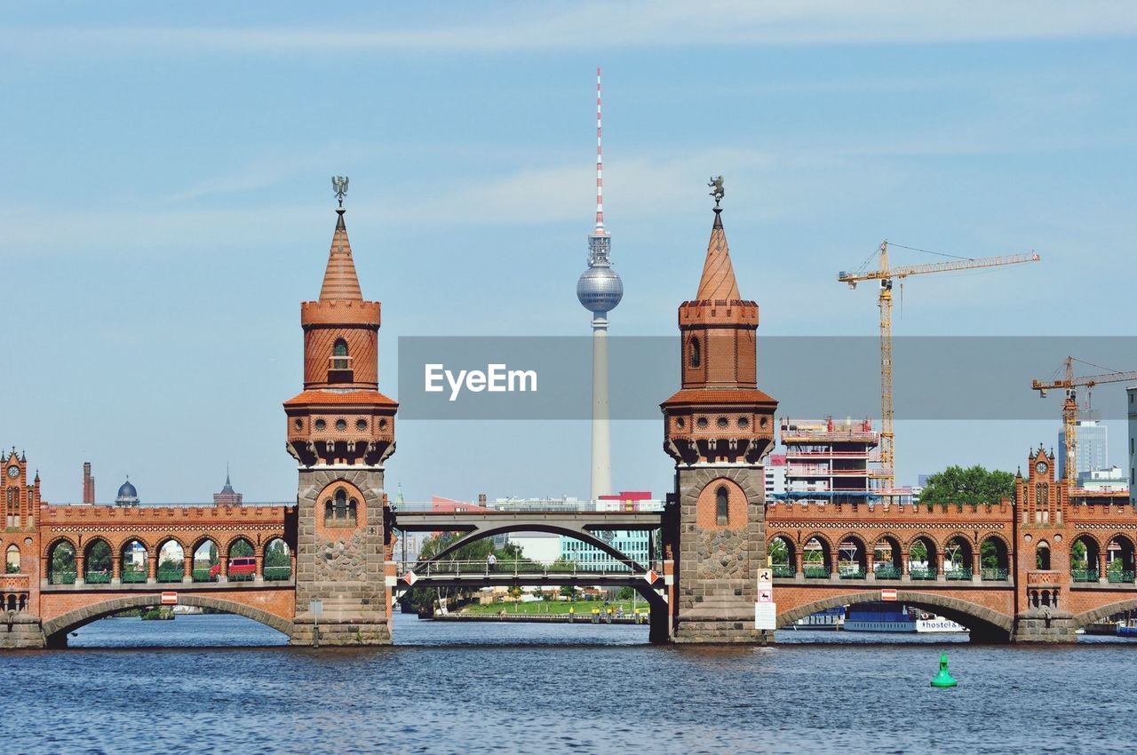 Oberbaum bridge with communications tower in background