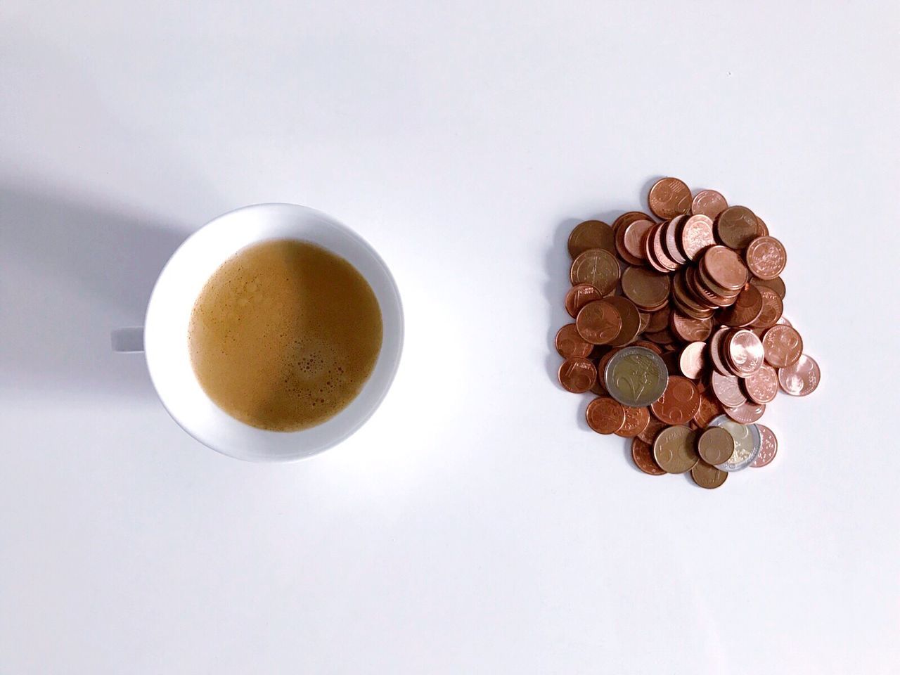 HIGH ANGLE VIEW OF COFFEE CUP