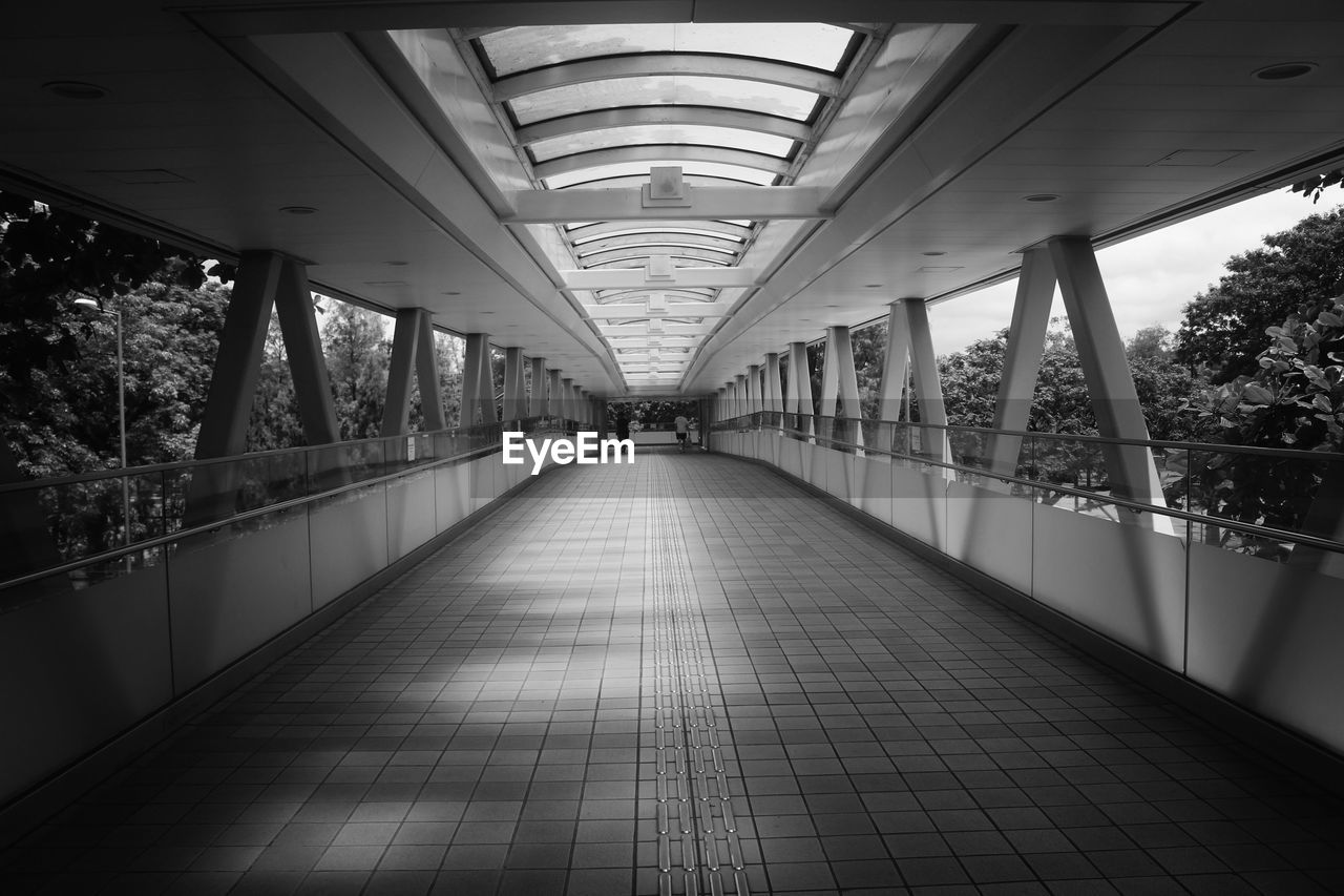 VIEW OF FOOTBRIDGE IN EMPTY RAILWAY STATION