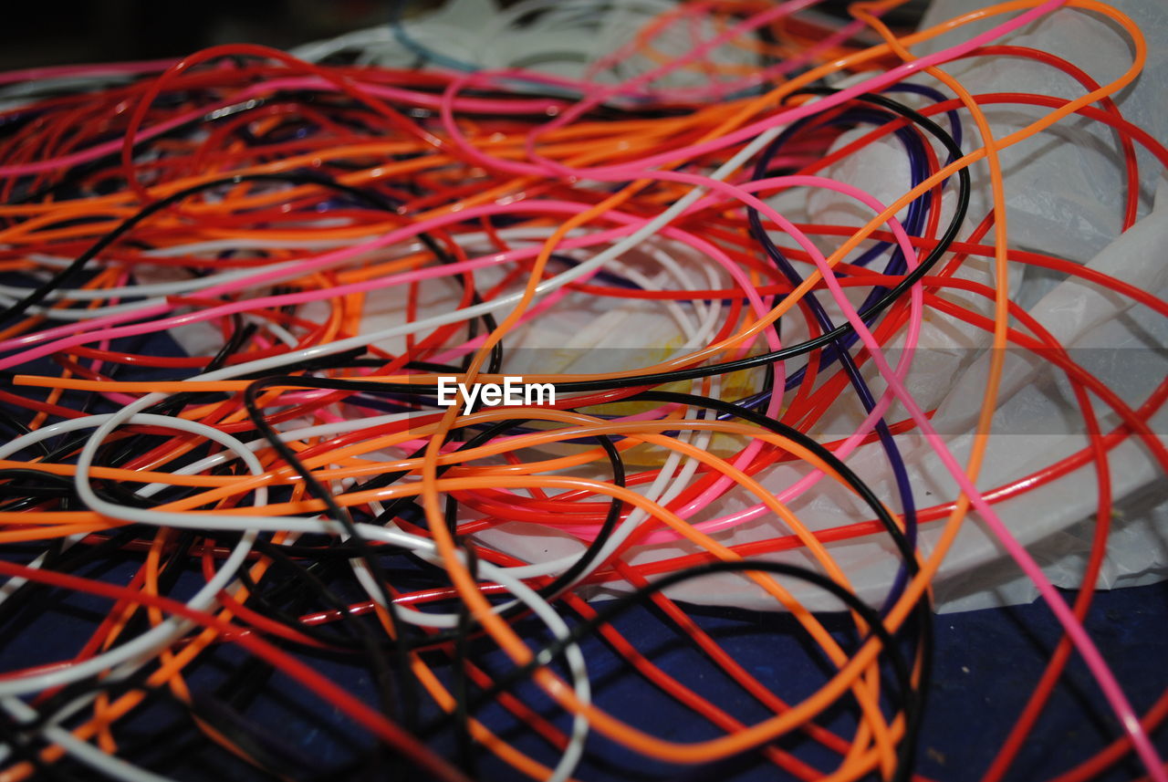 Close-up of colorful cables