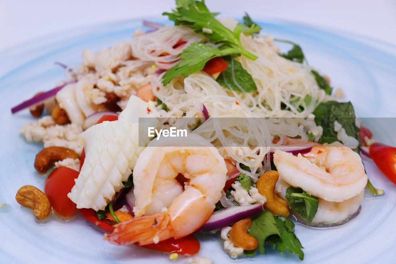 CLOSE-UP OF FOOD SERVED WITH SALAD