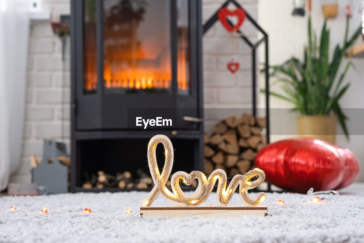 close-up of christmas decoration on table