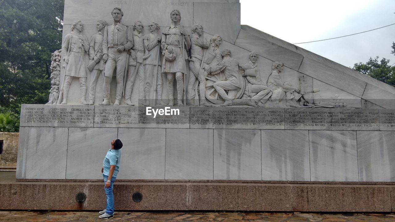 Full length of man looking at monument