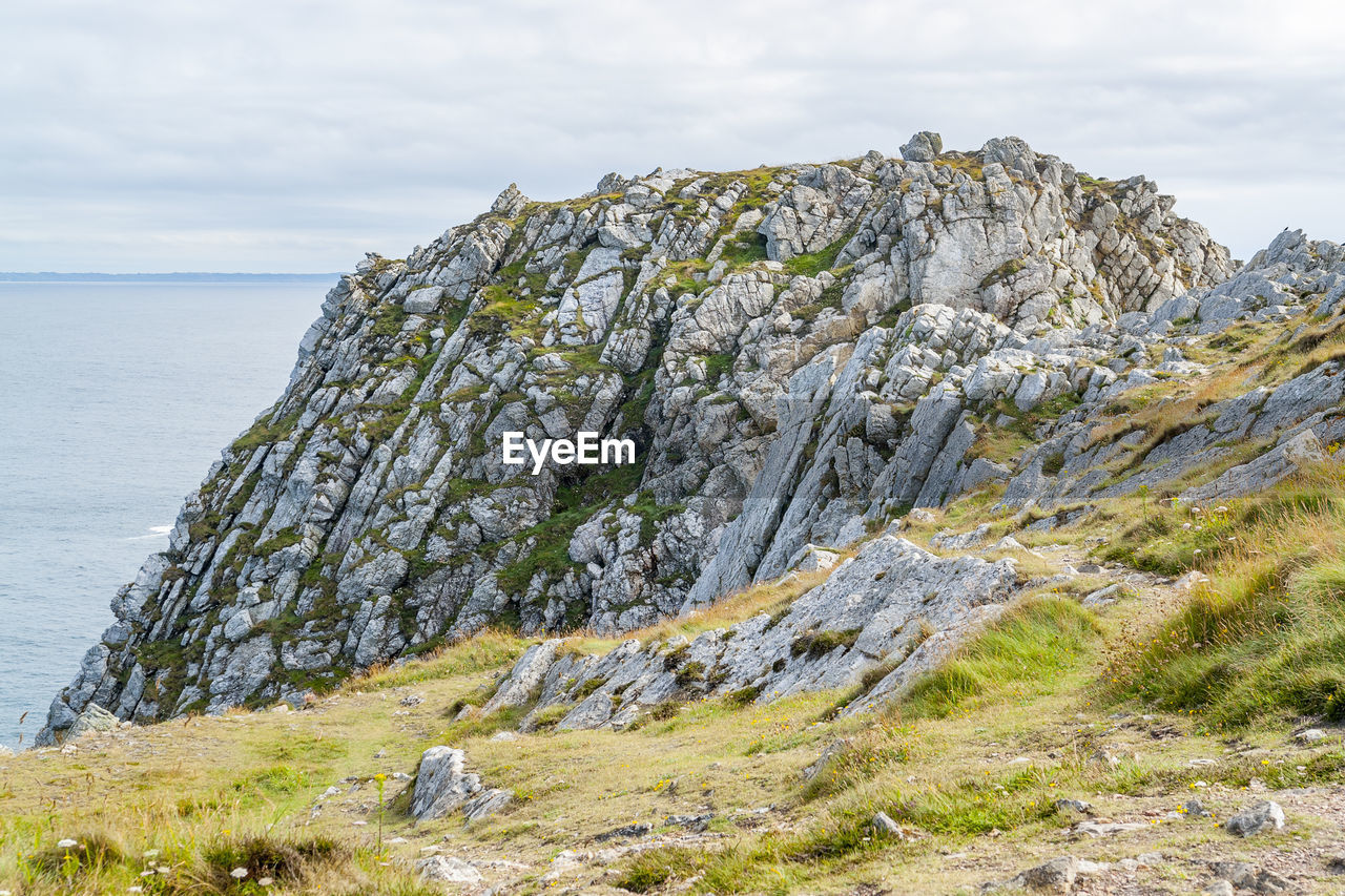 SCENIC VIEW OF SEA AND ROCK FORMATION AGAINST SKY