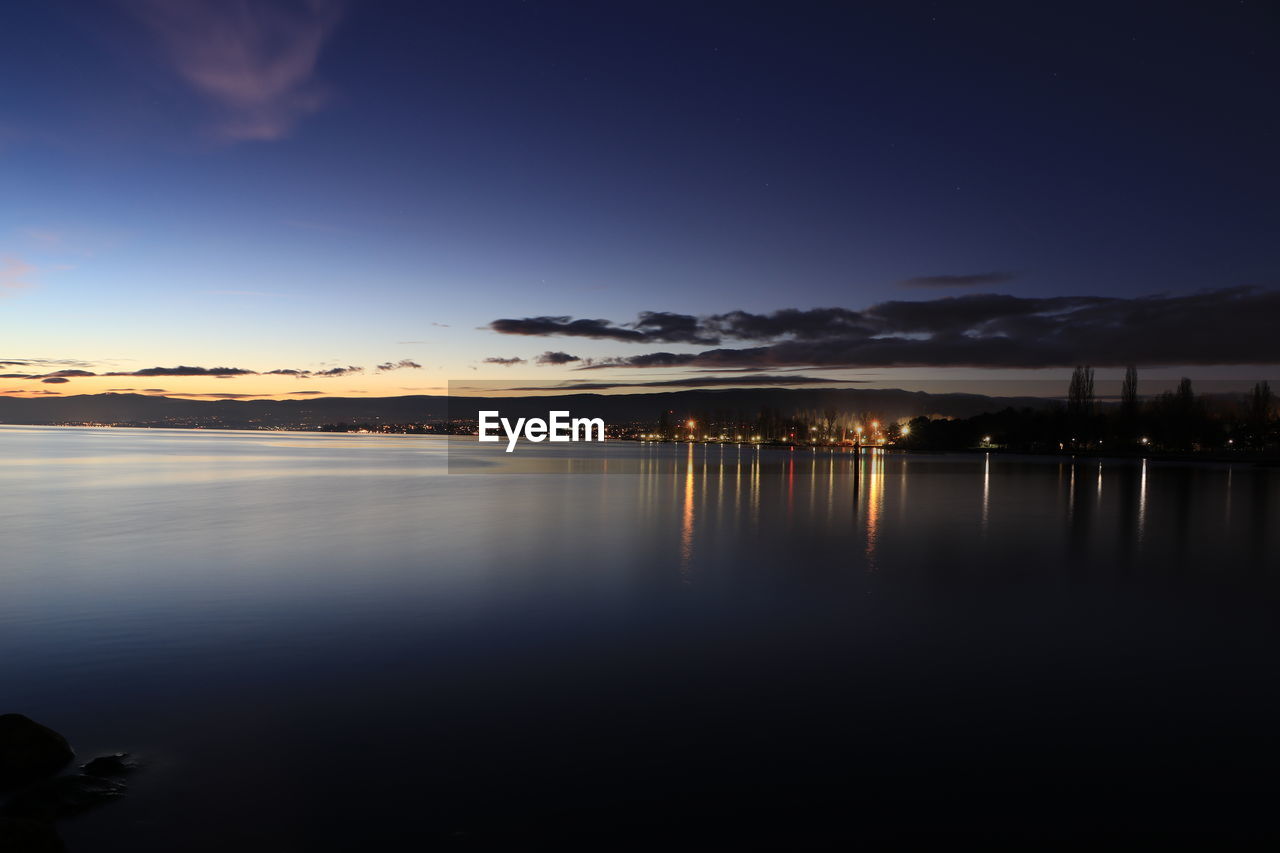 Scenic view of sea against sky at sunset