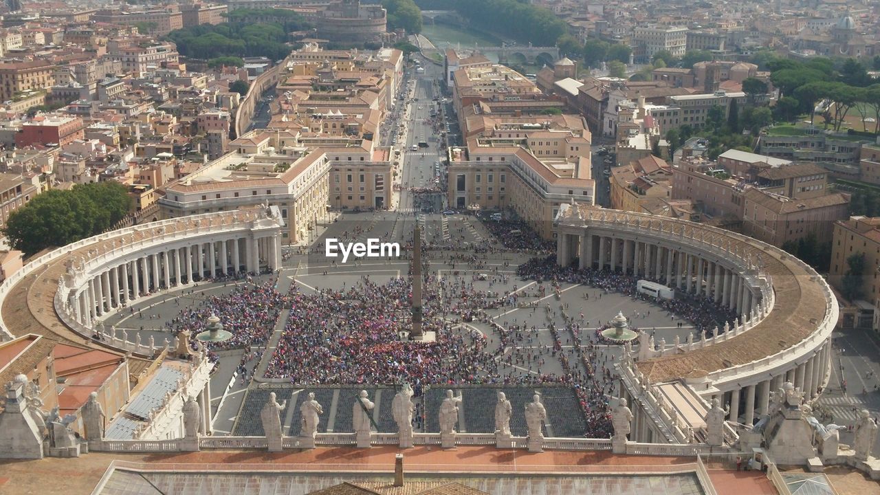 High angle view of crowd at st peter basilica