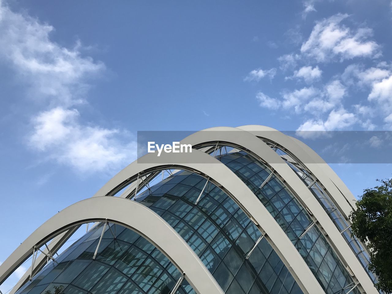 Low angle view of modern building against sky