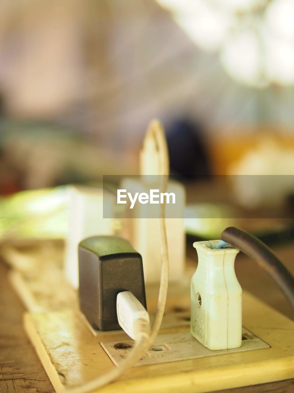 Close-up of switch light on wall