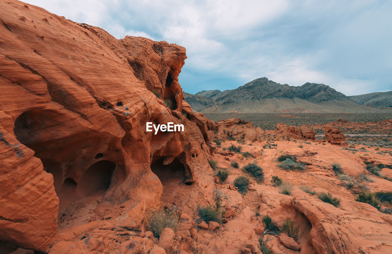 View of rock formations against sky