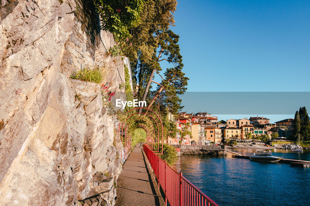 Varenna's pedestrian path, passeggiata degli innamorati, that runs along lake como