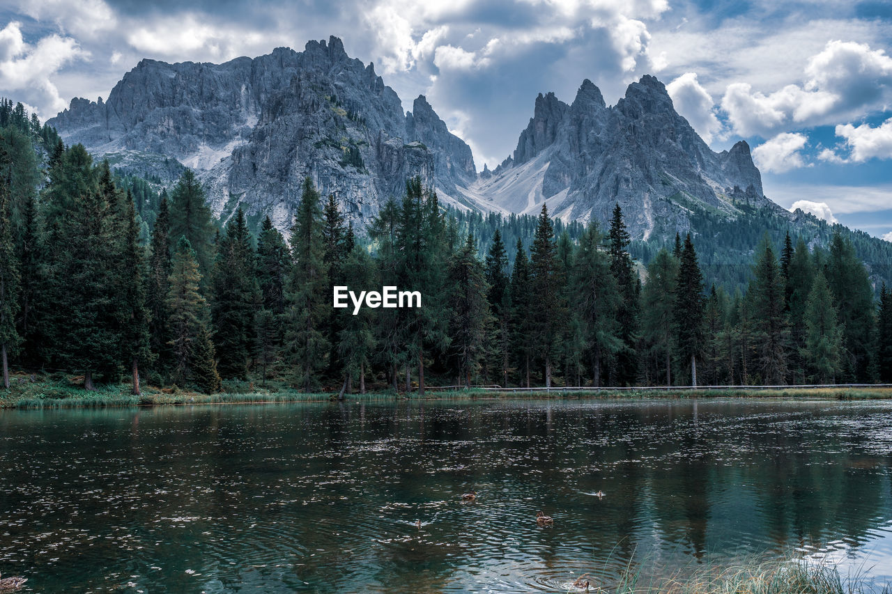 Mountain lake in the dolomites, south tyrol in italy.