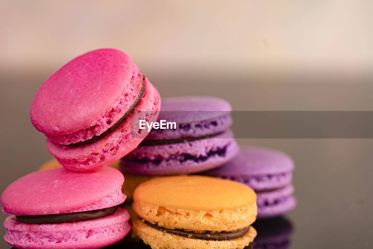 Close-up of delicious macaroon, a famous french dessert. 