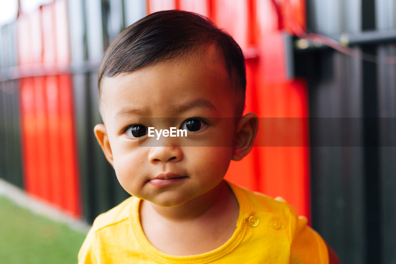 Close-up portrait of cute baby boy