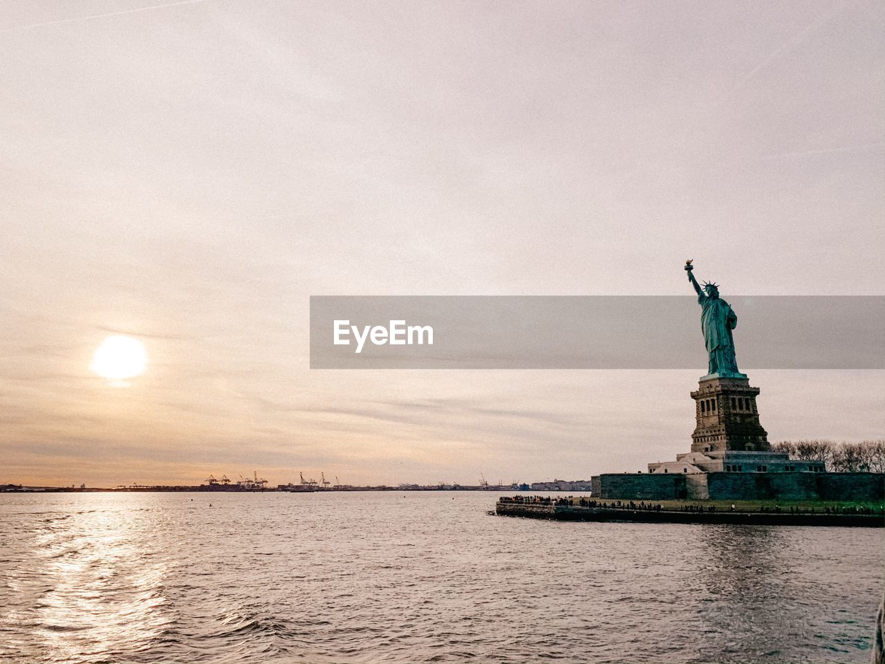 Statue of liberty at dusk in december