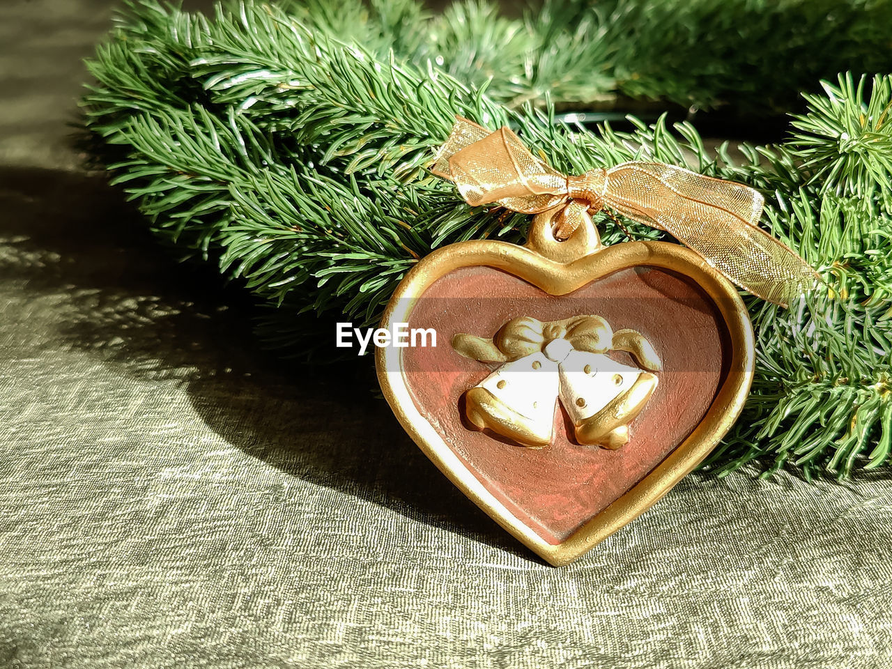 One new year's toy. christmas toy in the shape of a heart. decor for christmas tree. 