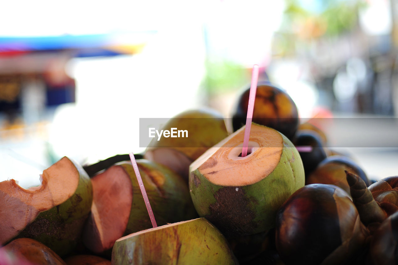 Close-up of coconut water