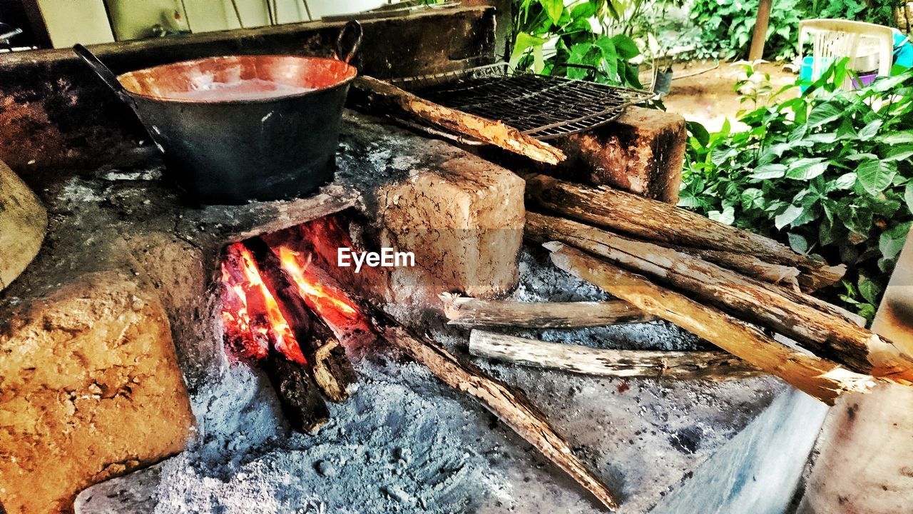 CLOSE-UP OF FIRE ON BARBECUE