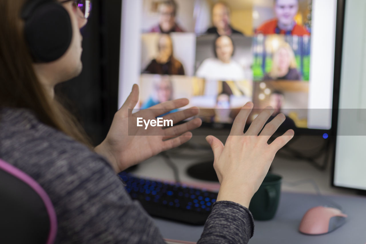 Man on video conference at home