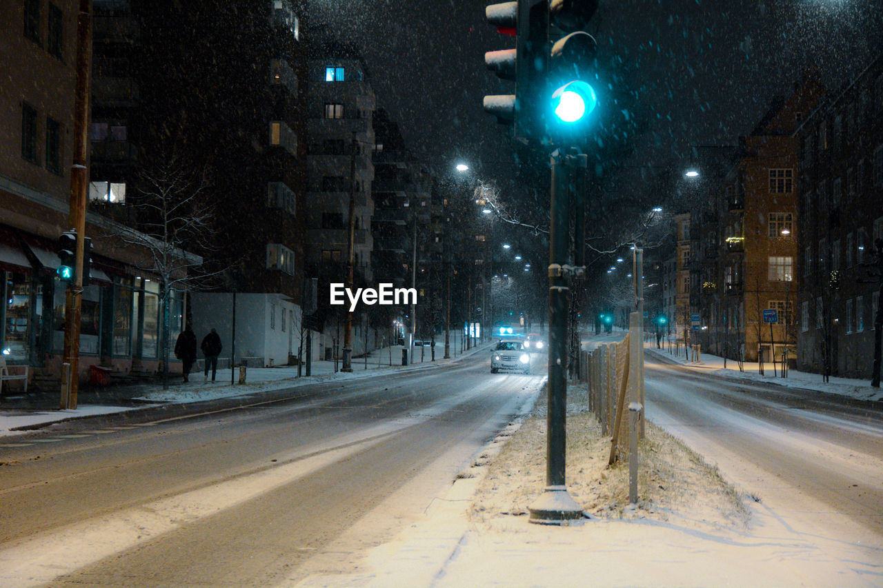 City street during winter at night