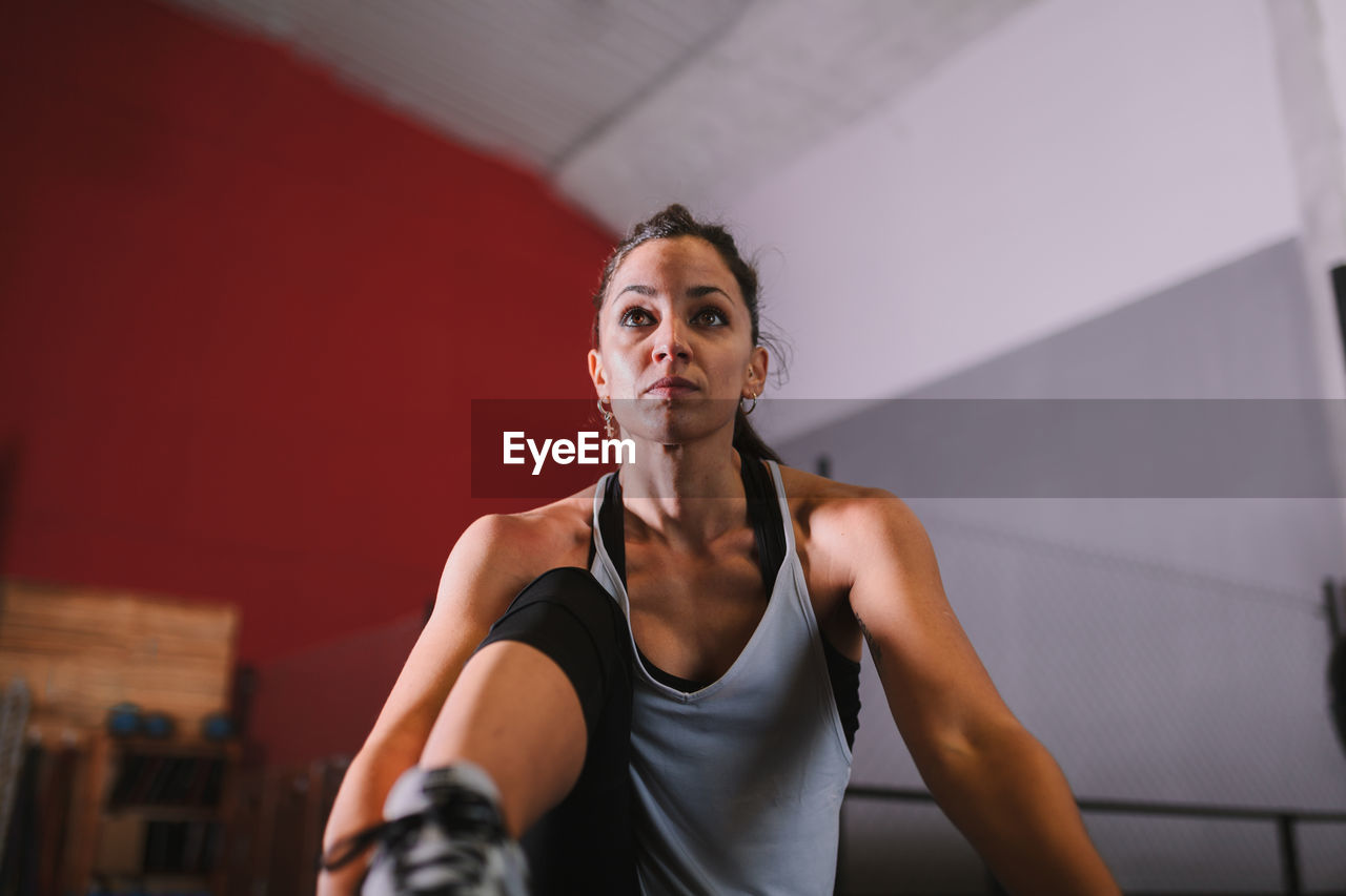 Woman exercising in gym