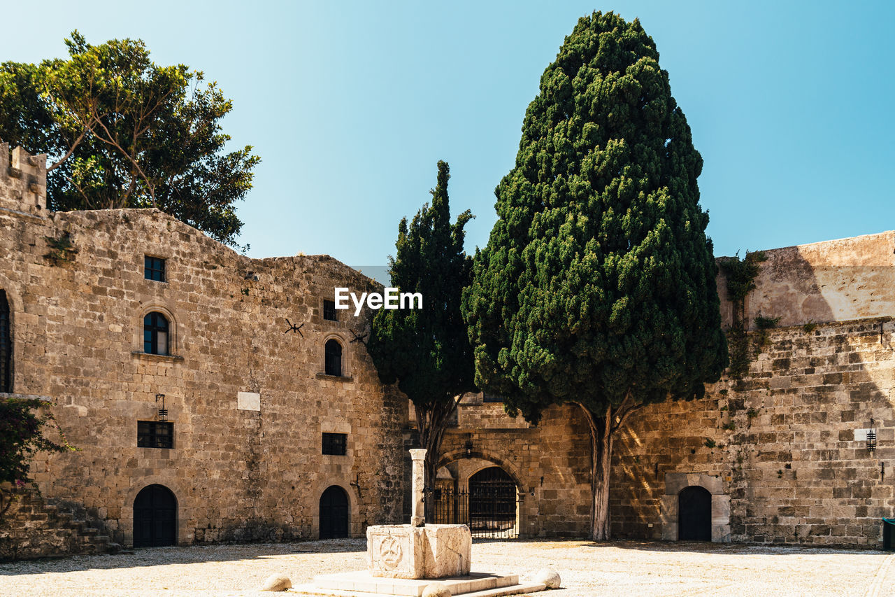 View of old ruins against clear sky