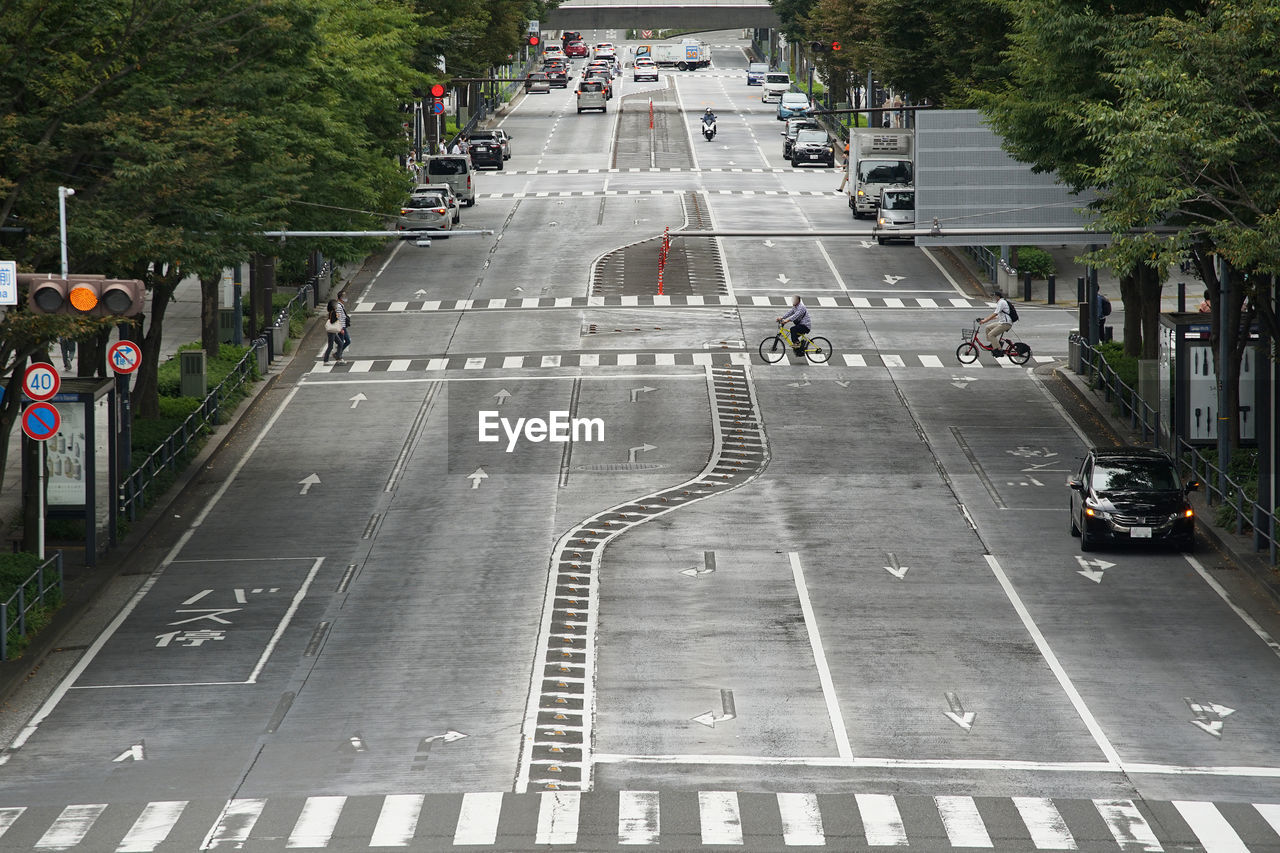 High angle view of traffic on road