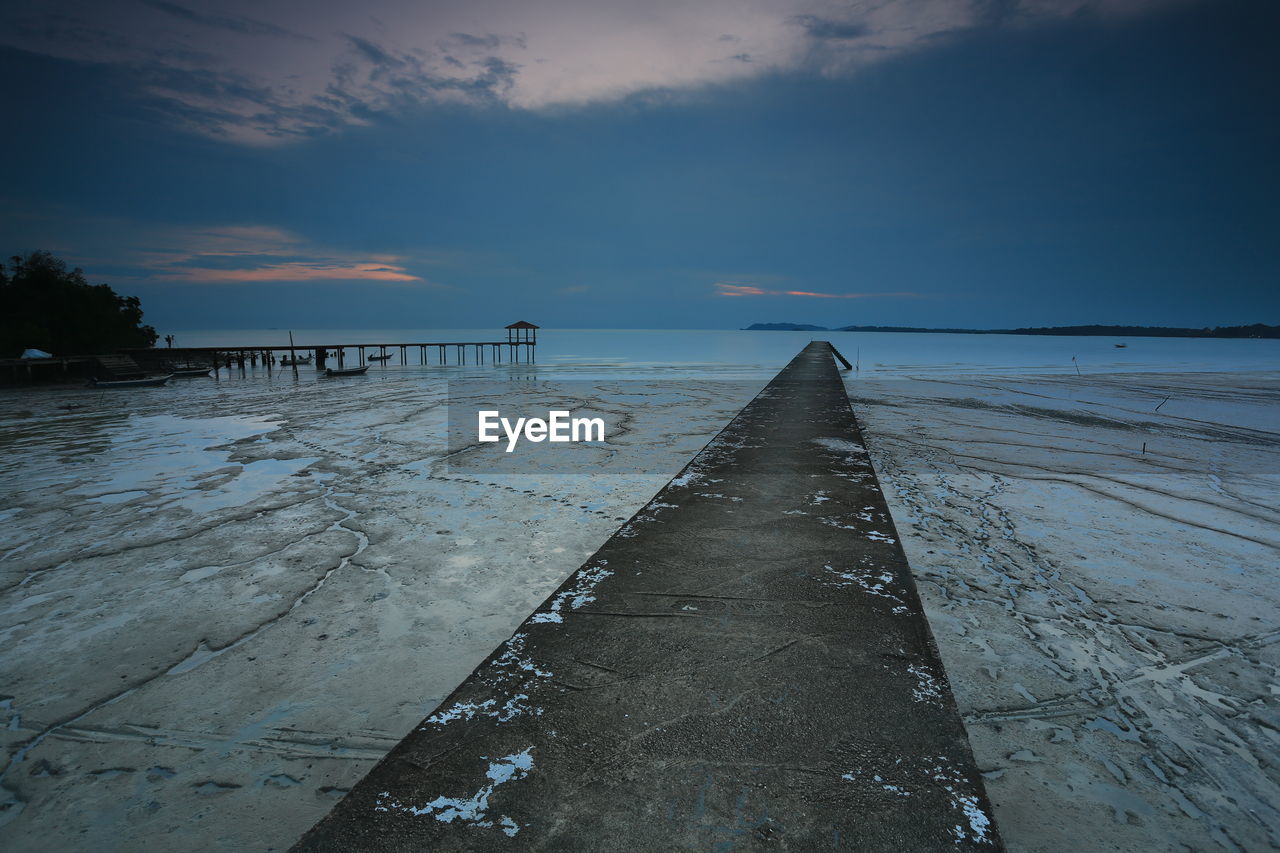 Scenic view of sea against sky at sunset